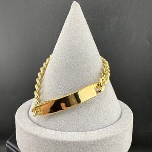 Vintage ID Bracelet Gold Tone Blank 7"